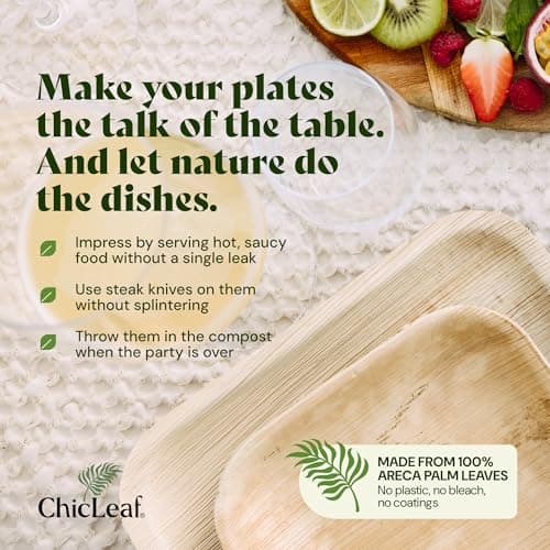 Chic Leaf Round Palm Leaf Plates - 10-Inch & 7-Inch, Pack of 48 - Compostable Disposable Bamboo Plates for Parties 3