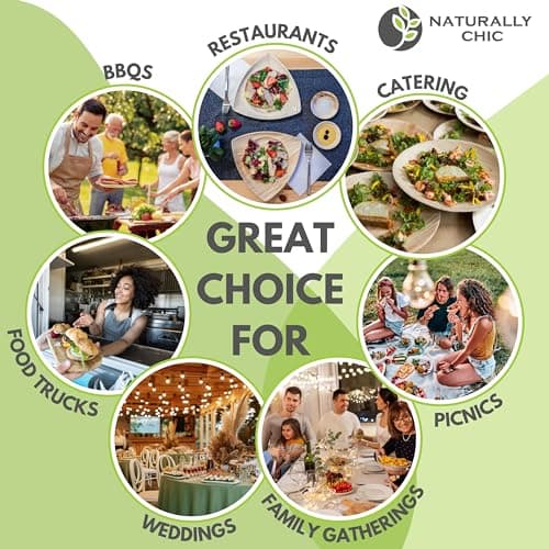 Naturally Chic Small 6 Inch Round Palm Leaf Dessert Plates - 50 Pack - Same as Disposable Bamboo Plates for Appetizers and Cocktails - Compostable and Eco-Friendly 4