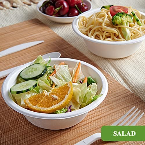 Vplus 200 Pack 12 OZ Paper Bowls, Disposable Compostable Bowls Bulk, Eco-friendly Bagasse Bowls, Heavy-duty Bowls Perfect for Milk Cereals, Snacks, Salads 4