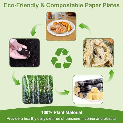 Qi Boo Heavy Duty Paper Plates 10 Inch [60 Pack - White ] Eco Friendly Compostable Dinner Plates, Biodegradable Disposable Paper Plates For Party Picnic Home Office, Sturdy Soak-proof 6