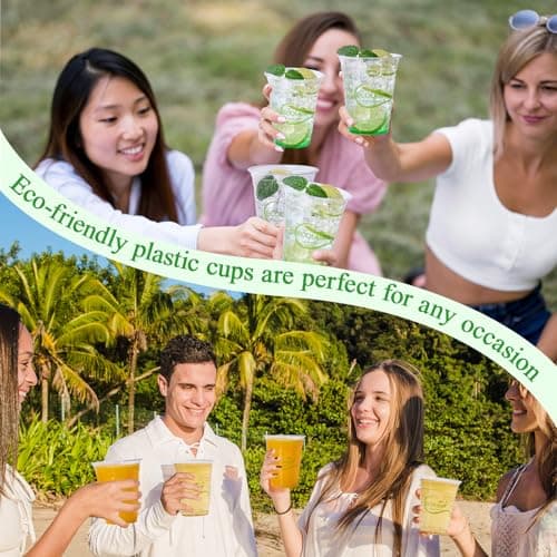 ECOLipak 1000 Count 16 OZ Clear Compostable Plastic Cups, Disposable Plant-Based Biodegradable Drinking Party Cups, PLA Plastic Cold Tumblers for Restaurant, Office, Canteen, Large Gathering 6